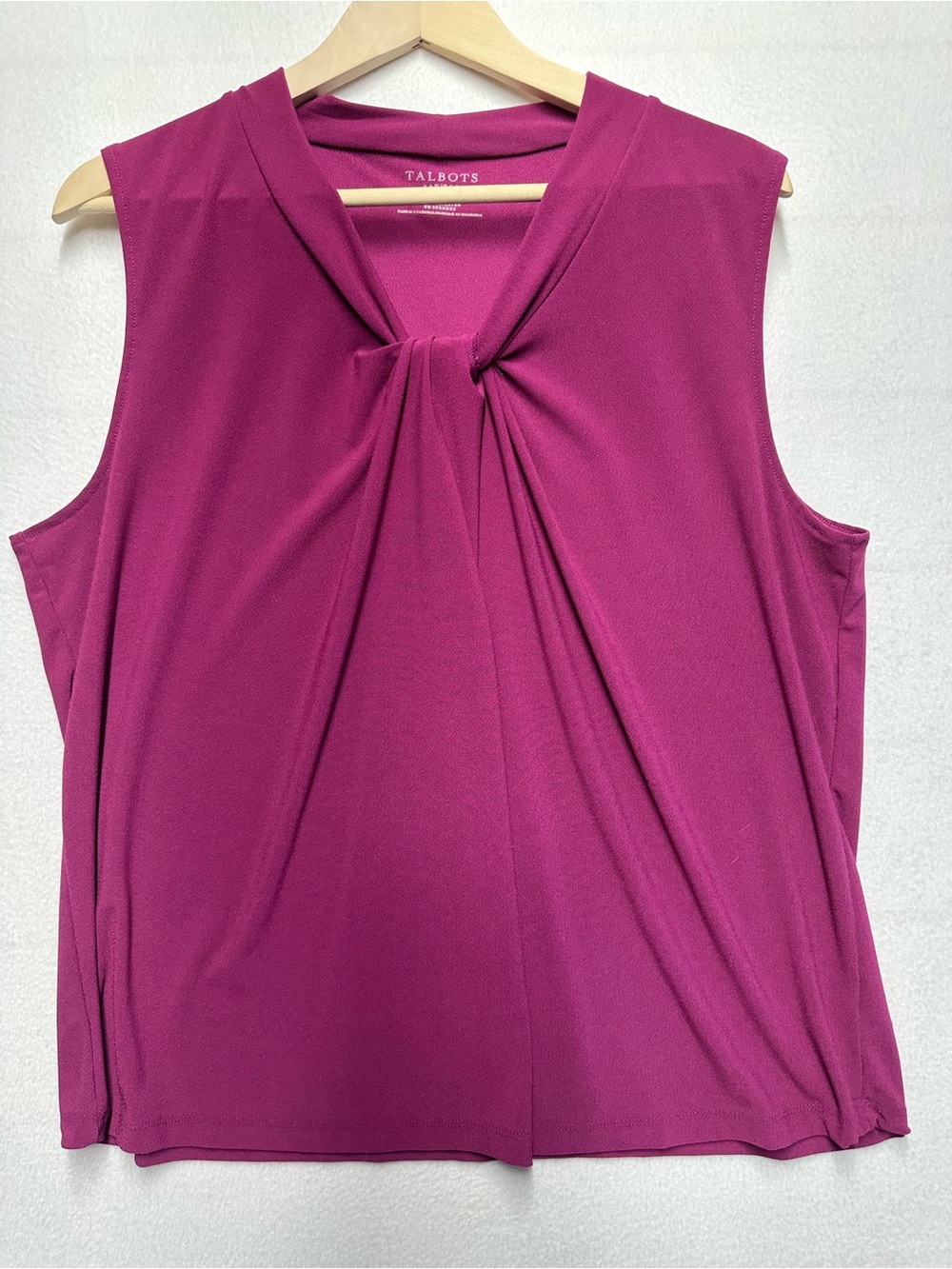 Talbots Women’s Plus 2X Sleeveless Twist‑Front Top – Magenta – P2P 24”